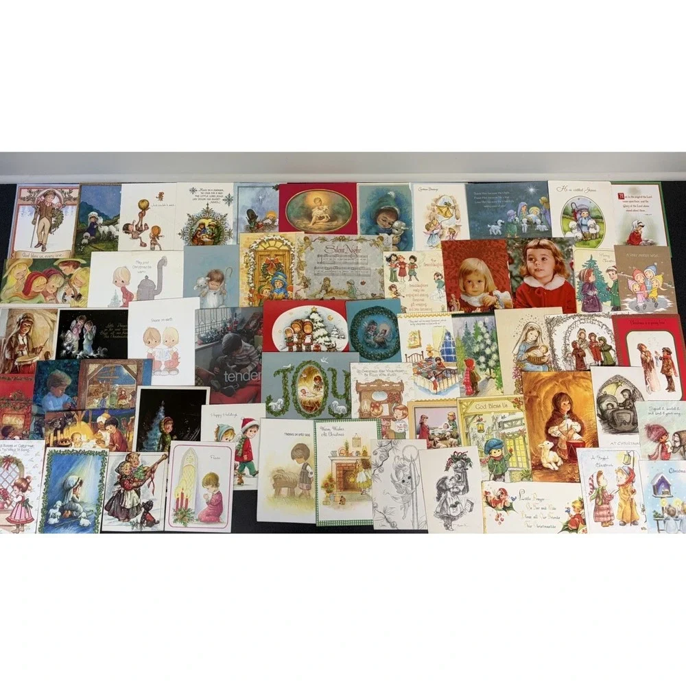 Vintage Christmas Cards Fronts ONLY Kids Children Scrapbooking Crafts Lot of 50+